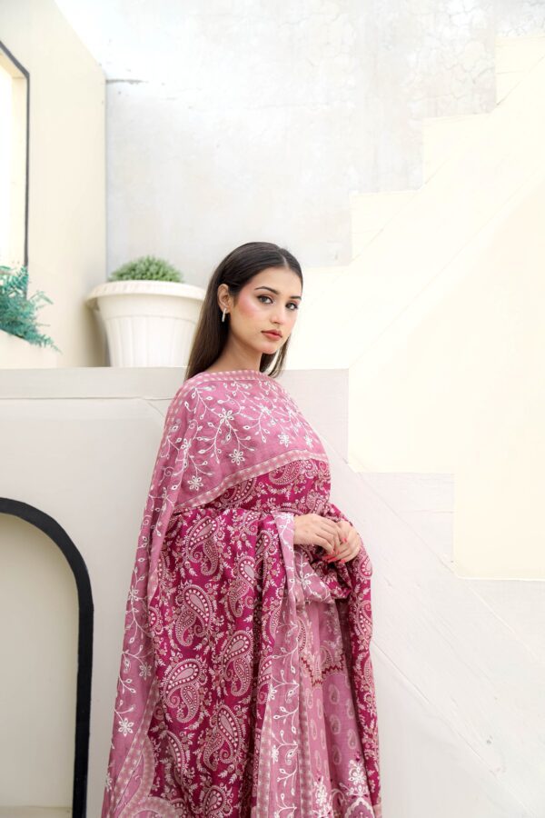 Dewy rose - embroidered 3 piece khaddar suit - Image 2