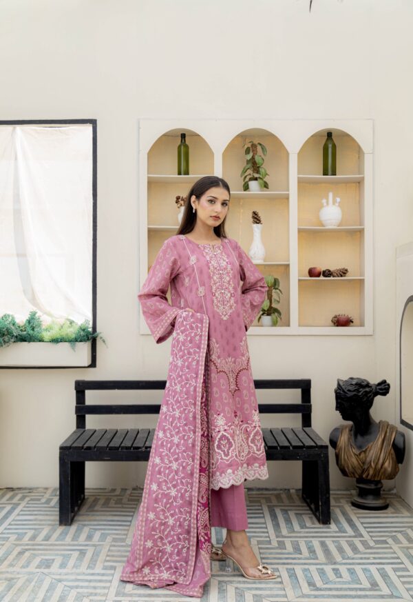 Dewy rose - embroidered 3 piece khaddar suit