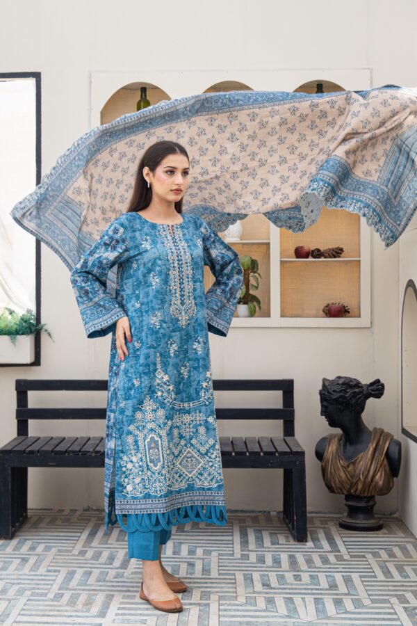 Azure Luxe - embroidered 3 piece khaddar suit