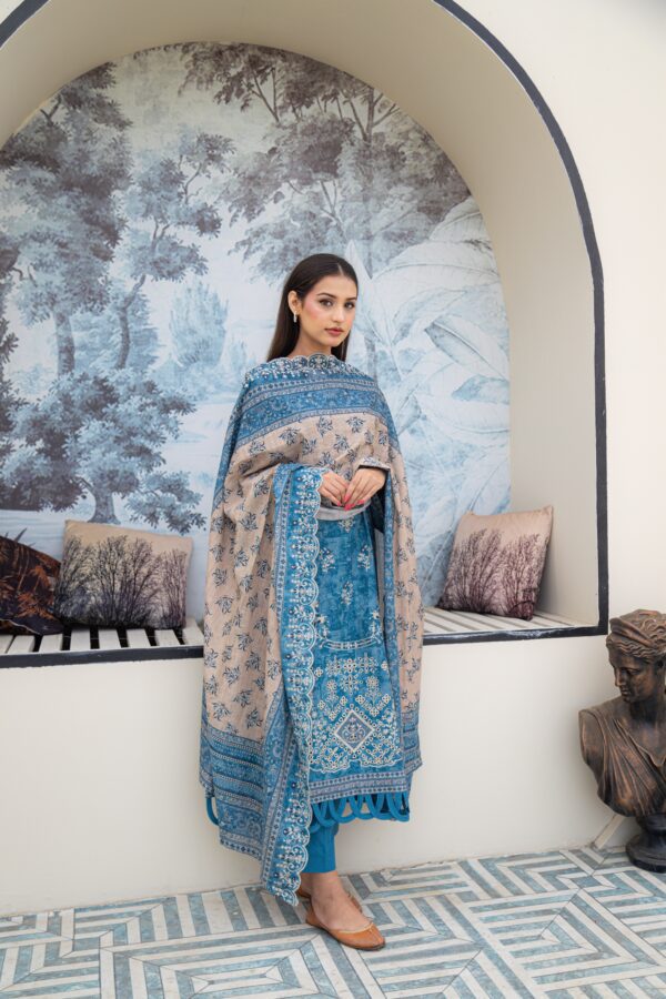 Azure Luxe - embroidered 3 piece khaddar suit - Image 2