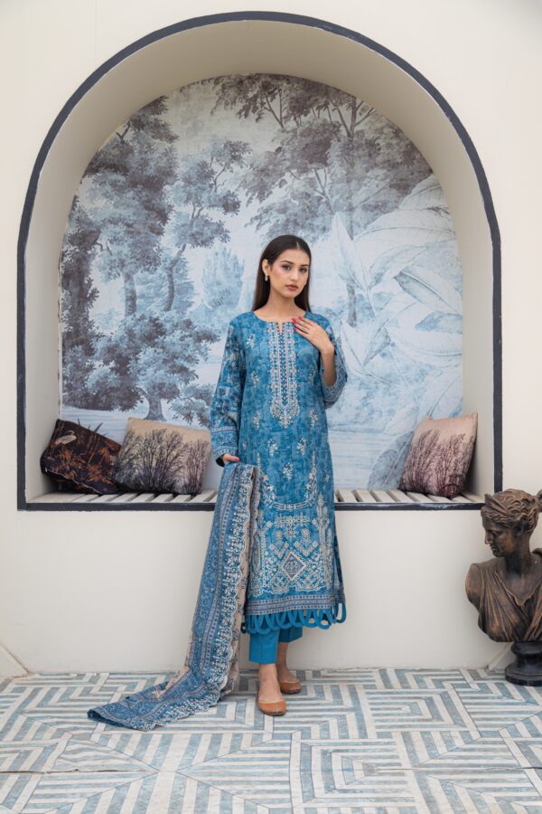 Azure Luxe - embroidered 3 piece khaddar suit - Image 4