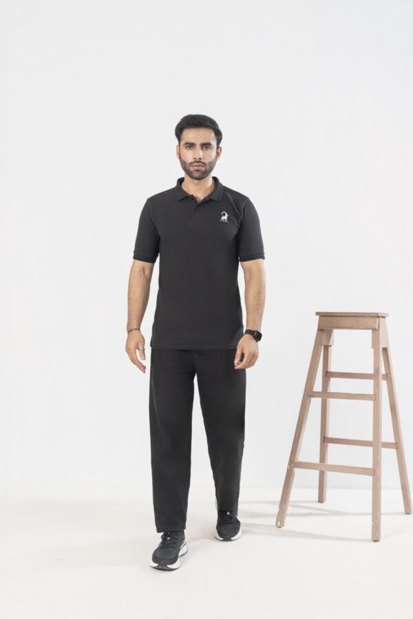 Black polo shirt