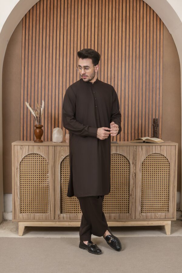 Dark brown shalwar kameez - Image 2