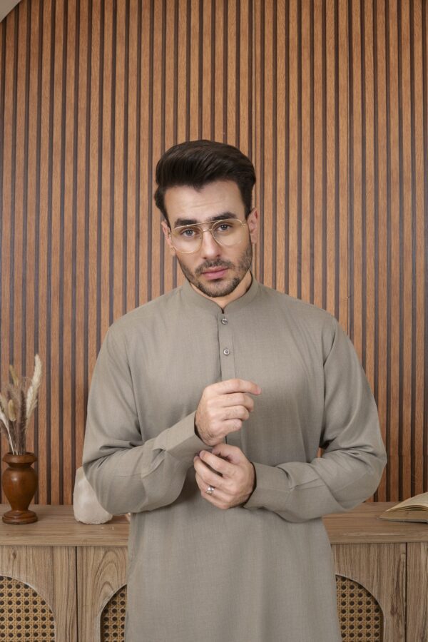 Warm grey shalwar kameez - Image 4