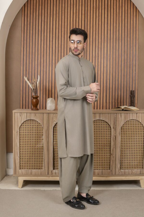 Warm grey shalwar kameez - Image 2