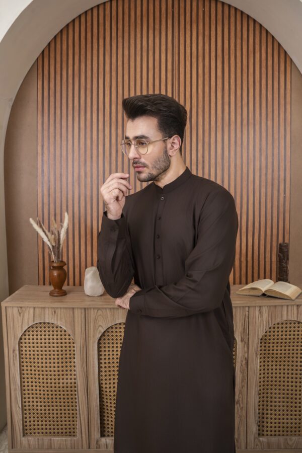 Dark brown shalwar kameez - Image 3